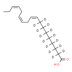 ChemSpider 2D Image | (9Z,12Z,15Z)-(2,2,3,3,4,4,5,5,6,6,7,7,8,8-~2~H_14_)-9,12,15-Octadecatrienoic acid | C18H16D14O2