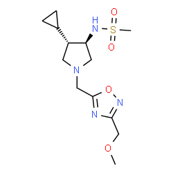 ChemSpider 2D Image | N-[(3R,4S)-4-Cyclopropyl-1-{[3-(methoxymethyl)-1,2,4-oxadiazol-5-yl]methyl}-3-pyrrolidinyl]methanesulfonamide | C13H22N4O4S