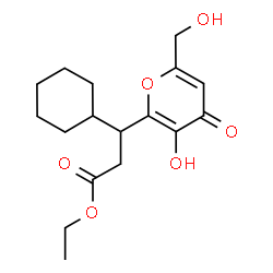ChemSpider 2D Image | Ethyl 3-cyclohexyl-3-[3-hydroxy-6-(hydroxymethyl)-4-oxo-4H-pyran-2-yl]propanoate | C17H24O6