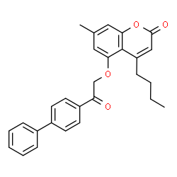 ChemSpider 2D Image | 5-[2-(4-Biphenylyl)-2-oxoethoxy]-4-butyl-7-methyl-2H-chromen-2-one | C28H26O4