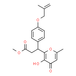 ChemSpider 2D Image | Methyl 3-(3-hydroxy-6-methyl-4-oxo-4H-pyran-2-yl)-3-{4-[(2-methyl-2-propen-1-yl)oxy]phenyl}propanoate | C20H22O6