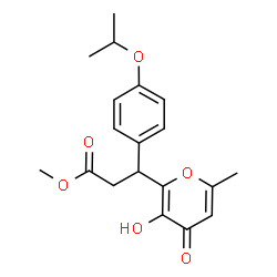 ChemSpider 2D Image | Methyl 3-(3-hydroxy-6-methyl-4-oxo-4H-pyran-2-yl)-3-(4-isopropoxyphenyl)propanoate | C19H22O6