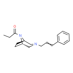 ChemSpider 2D Image | 1-[(1R,5S)-3-Cinnamyl-3,8-diazabicyclo[3.2.1]oct-8-yl]-1-propanone | C18H24N2O