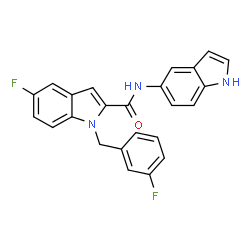ChemSpider 2D Image | 5-Fluoro-1-(3-fluorobenzyl)-N-(1H-indol-5-yl)-1H-indole-2-carboxamide | C24H17F2N3O