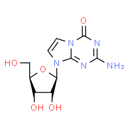 ChemSpider 2D Image | 2-Amino-8-(beta-D-ribofuranosyl)imidazo[1,2-a][1,3,5]triazin-4(8H)-one | C10H13N5O5