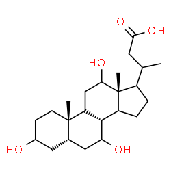 ChemSpider 2D Image | 3-[(5S,8R,10S,13R)-3,7,12-Trihydroxy-10,13-dimethylhexadecahydro-1H-cyclopenta[a]phenanthren-17-yl]butanoic acid | C23H38O5