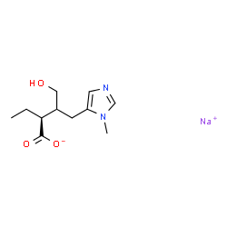 ChemSpider 2D Image | Sodium (2S)-2-ethyl-4-hydroxy-3-[(1-methyl-1H-imidazol-5-yl)methyl]butanoate | C11H17N2NaO3