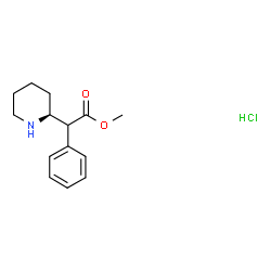 ChemSpider 2D Image | Methyl phenyl[(2S)-2-piperidinyl]acetate hydrochloride (1:1) | C14H20ClNO2