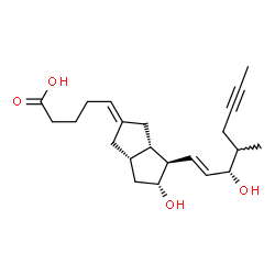 ChemSpider 2D Image | (5E)-5-[(3aS,4R,5R,6aS)-5-Hydroxy-4-[(1E,3S)-3-hydroxy-4-methyl-1-octen-6-yn-1-yl]hexahydro-2(1H)-pentalenylidene]pentanoic acid | C22H32O4