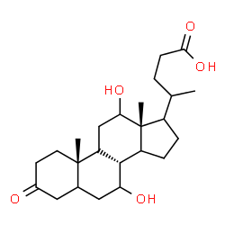 ChemSpider 2D Image | (9xi,14xi,17xi,20xi)-7,12-Dihydroxy-3-oxocholan-24-oic acid | C24H38O5