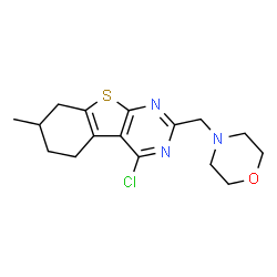 ChemSpider 2D Image | 4-Chloro-7-methyl-2-(4-morpholinylmethyl)-5,6,7,8-tetrahydro[1]benzothieno[2,3-d]pyrimidine | C16H20ClN3OS