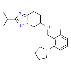 ChemSpider 2D Image | N-[2-Chloro-6-(1-pyrrolidinyl)benzyl]-2-isopropyl-5,6,7,8-tetrahydro[1,2,4]triazolo[1,5-a]pyridin-6-amine | C20H28ClN5