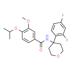 ChemSpider 2D Image | N-[4-(2,4-Difluorophenyl)tetrahydro-2H-pyran-4-yl]-4-isopropoxy-3-methoxybenzamide | C22H25F2NO4