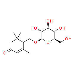 ChemSpider 2D Image | (2,6,6-Trimethyl-4-oxo-2-cyclohexen-1-yl)methyl beta-D-glucopyranoside | C16H26O7