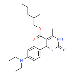 ChemSpider 2D Image | 2-Methylpentyl 4-[4-(diethylamino)phenyl]-6-methyl-2-oxo-1,2,3,4-tetrahydro-5-pyrimidinecarboxylate | C22H33N3O3