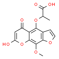 ChemSpider 2D Image | 2-[(7-Hydroxy-9-methoxy-5-oxo-5H-furo[3,2-g]chromen-4-yl)oxy]propanoic acid | C15H12O8
