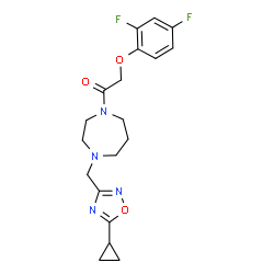 ChemSpider 2D Image | 1-{4-[(5-Cyclopropyl-1,2,4-oxadiazol-3-yl)methyl]-1,4-diazepan-1-yl}-2-(2,4-difluorophenoxy)ethanone | C19H22F2N4O3
