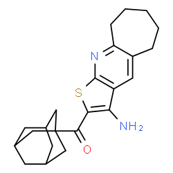 ChemSpider 2D Image | Adamantan-1-yl(3-amino-6,7,8,9-tetrahydro-5H-cyclohepta[b]thieno[3,2-e]pyridin-2-yl)methanone | C23H28N2OS