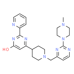 ChemSpider 2D Image | 6-(1-{[2-(4-Methyl-1-piperazinyl)-4-pyrimidinyl]methyl}-4-piperidinyl)-2-(2-pyridinyl)-4-pyrimidinol | C24H30N8O
