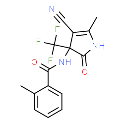 ChemSpider 2D Image | N-[4-Cyano-5-methyl-2-oxo-3-(trifluoromethyl)-2,3-dihydro-1H-pyrrol-3-yl]-2-methylbenzamide | C15H12F3N3O2