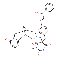 ChemSpider 2D Image | 5-[4-(2-Hydroxy-2-phenylethoxy)benzyl]-1,3-dimethyl-5-[(6-oxo-7,11-diazatricyclo[7.3.1.0~2,7~]trideca-2,4-dien-11-yl)methyl]-2,4,6(1H,3H,5H)-pyrimidinetrione | C33H36N4O6