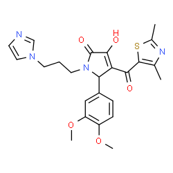 ChemSpider 2D Image | 5-(3,4-Dimethoxy-phenyl)-4-(2,4-dimethyl-thiazole-5-carbonyl)-3-hydroxy-1-(3-imidazol-1-yl-propyl)-1,5- dihydro-pyrrol-2-one | C24H26N4O5S