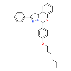 ChemSpider 2D Image | 5-[4-(Hexyloxy)phenyl]-2-phenyl-1,10b-dihydropyrazolo[1,5-c][1,3]benzoxazine | C28H30N2O2