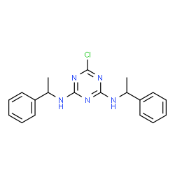 ChemSpider 2D Image | 6-Chloro-N,N'-bis(1-phenylethyl)-1,3,5-triazine-2,4-diamine | C19H20ClN5