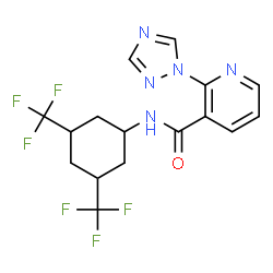 ChemSpider 2D Image | N-[3,5-Bis(trifluoromethyl)cyclohexyl]-2-(1H-1,2,4-triazol-1-yl)nicotinamide | C16H15F6N5O