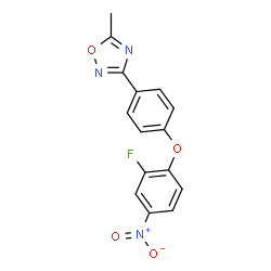 ChemSpider 2D Image | 3-[4-(2-Fluoro-4-nitrophenoxy)phenyl]-5-methyl-1,2,4-oxadiazole | C15H10FN3O4