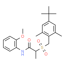 ChemSpider 2D Image | 2-{[2,6-Dimethyl-4-(2-methyl-2-propanyl)benzyl]sulfonyl}-N-(2-methoxyphenyl)propanamide | C23H31NO4S