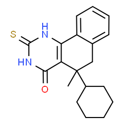 ChemSpider 2D Image | 5-cyclohexyl-5-methyl-2-sulfanyl-5,6-dihydrobenzo[h]quinazolin-4(3H)-one | C19H22N2OS
