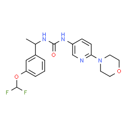 ChemSpider 2D Image | 1-{1-[3-(Difluoromethoxy)phenyl]ethyl}-3-[6-(4-morpholinyl)-3-pyridinyl]urea | C19H22F2N4O3