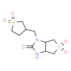 ChemSpider 2D Image | 1-[(1,1-Dioxidotetrahydro-3-thiophenyl)methyl]tetrahydro-1H-thieno[3,4-d]imidazole-2(3H)-thione 5,5-dioxide | C10H16N2O4S3