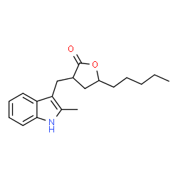 ChemSpider 2D Image | 3-[(2-Methyl-1H-indol-3-yl)methyl]-5-pentyldihydro-2(3H)-furanone | C19H25NO2