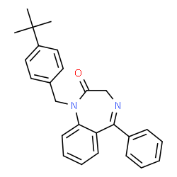 ChemSpider 2D Image | 1-[4-(2-Methyl-2-propanyl)benzyl]-5-phenyl-1,3-dihydro-2H-1,4-benzodiazepin-2-one | C26H26N2O