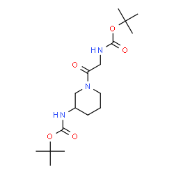 ChemSpider 2D Image | 2-Methyl-2-propanyl {1-[({[(2-methyl-2-propanyl)oxy]carbonyl}amino)acetyl]-3-piperidinyl}carbamate | C17H31N3O5