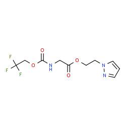 ChemSpider 2D Image | 2-(1H-Pyrazol-1-yl)ethyl N-[(2,2,2-trifluoroethoxy)carbonyl]glycinate | C10H12F3N3O4