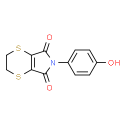 ChemSpider 2D Image | 6-(4-Hydroxyphenyl)-2,3-dihydro-5H-[1,4]dithiino[2,3-c]pyrrole-5,7(6H)-dione | C12H9NO3S2