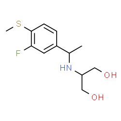 ChemSpider 2D Image | 2-({1-[3-Fluoro-4-(methylsulfanyl)phenyl]ethyl}amino)-1,3-propanediol | C12H18FNO2S