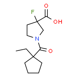 ChemSpider 2D Image | 1-[(1-Ethylcyclopentyl)carbonyl]-3-fluoro-3-pyrrolidinecarboxylic acid | C13H20FNO3