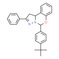 ChemSpider 2D Image | 5-(4-tert-butylphenyl)-2-phenyl-1,10b-dihydropyrazolo[1,5-c][1,3]benzoxazine | C26H26N2O