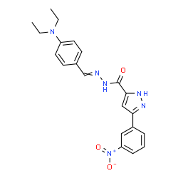 ChemSpider 2D Image | N'-[4-(Diethylamino)benzylidene]-3-(3-nitrophenyl)-1H-pyrazole-5-carbohydrazide | C21H22N6O3