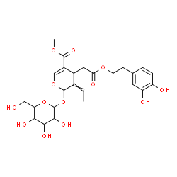 ChemSpider 2D Image | Methyl 4-{2-[2-(3,4-dihydroxyphenyl)ethoxy]-2-oxoethyl}-3-ethylidene-2-(hexopyranosyloxy)-3,4-dihydro-2H-pyran-5-carboxylate | C25H32O13