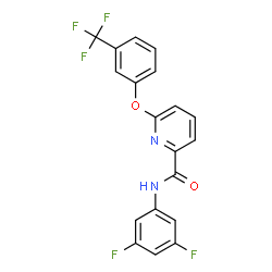 ChemSpider 2D Image | N-(3,5-Difluorophenyl)-6-[3-(trifluoromethyl)phenoxy]-2-pyridinecarboxamide | C19H11F5N2O2
