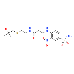 ChemSpider 2D Image | N-{2-[(2-Hydroxy-2-methylpropyl)sulfanyl]ethyl}-N~3~-(2-nitro-4-sulfamoylphenyl)-beta-alaninamide | C15H24N4O6S2