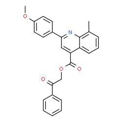 ChemSpider 2D Image | 2-Oxo-2-phenylethyl 2-(4-methoxyphenyl)-8-methyl-4-quinolinecarboxylate | C26H21NO4