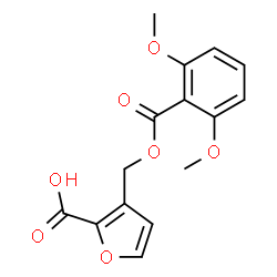 ChemSpider 2D Image | 3-{[(2,6-Dimethoxybenzoyl)oxy]methyl}-2-furoic acid | C15H14O7