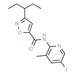 ChemSpider 2D Image | N-(5-Iodo-3-methyl-2-pyridinyl)-3-(3-pentanyl)-1,2-oxazole-5-carboxamide | C15H18IN3O2