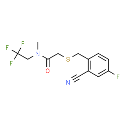 ChemSpider 2D Image | 2-[(2-Cyano-4-fluorobenzyl)sulfanyl]-N-methyl-N-(2,2,2-trifluoroethyl)acetamide | C13H12F4N2OS